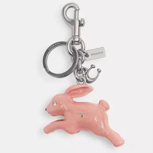 Coach Pink Enamel Rabbit Bagcharm/ Keychain